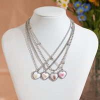 Thumbnail for Newly Layered Cat Bowknot Pattern Heart Pendant Ball Chain Necklace Set - ArtGalleryZen
