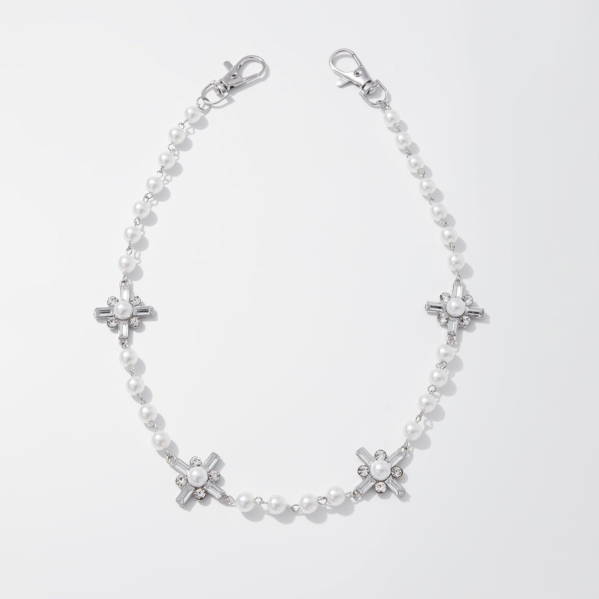 Newly Rhinestone Cross Pearl Trouser Chain - ArtGalleryZen