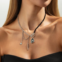 Thumbnail for Newly Toggle Clasp Rhinestone Pendant Crystal Chain Tassel Necklace - ArtGalleryZen