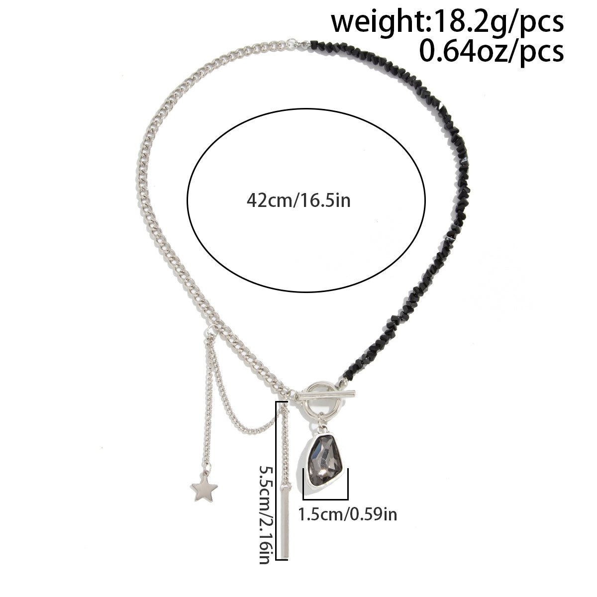 Newly Toggle Clasp Rhinestone Pendant Crystal Chain Tassel Necklace - ArtGalleryZen