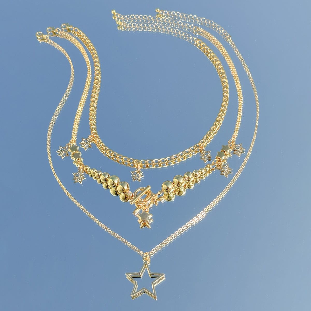 Noble Layered Tassel Starry Pendant Necklace Set - ArtGalleryZen