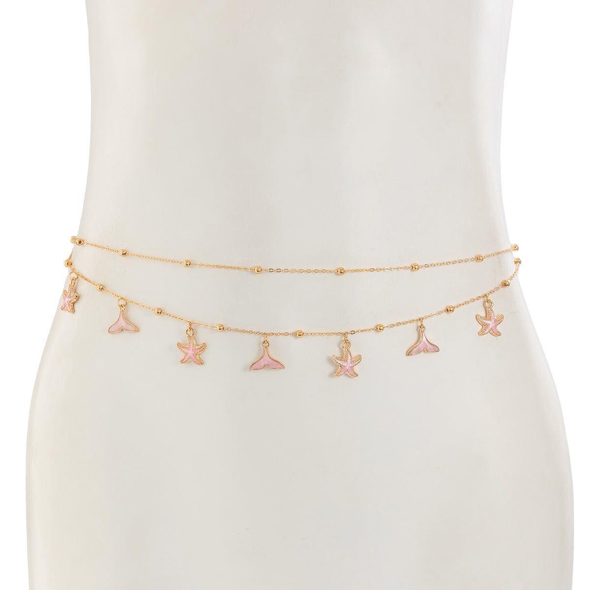 Ocean Style 2pcs Enamel Starfish Mermaid Pendant Waist Chain Set - ArtGalleryZen