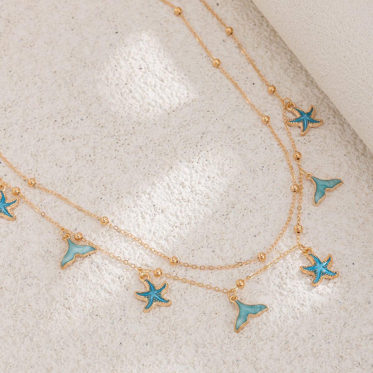 Ocean Style 2pcs Enamel Starfish Mermaid Pendant Waist Chain Set - ArtGalleryZen