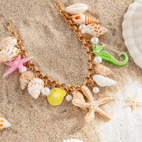 Thumbnail for Ocean Style Conch Starfish Pearl Tassel Anklet - ArtGalleryZen