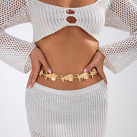 Thumbnail for Ocean Style Gold Tone Pearl Shell Starfish Waist Chain - ArtGalleryZen