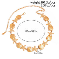Thumbnail for Ocean Style Gold Tone Pearl Shell Starfish Waist Chain - ArtGalleryZen