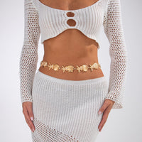 Thumbnail for Ocean Style Gold Tone Pearl Shell Starfish Waist Chain - ArtGalleryZen
