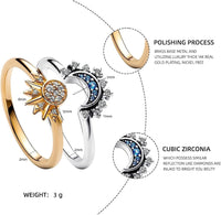 Thumbnail for Pandora CZ Inlaid Sun And Moon Stackable Ring - ArtGalleryZen