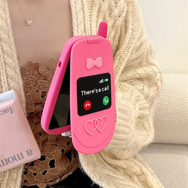 Pink Bowknot Heart Mirror Flip iPhone Case - ArtGalleryZen
