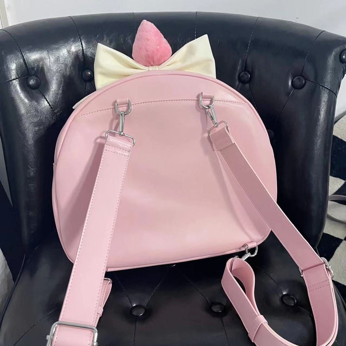 Pink Cake Bow Backpack Crossbody Bag - ArtGalleryZen