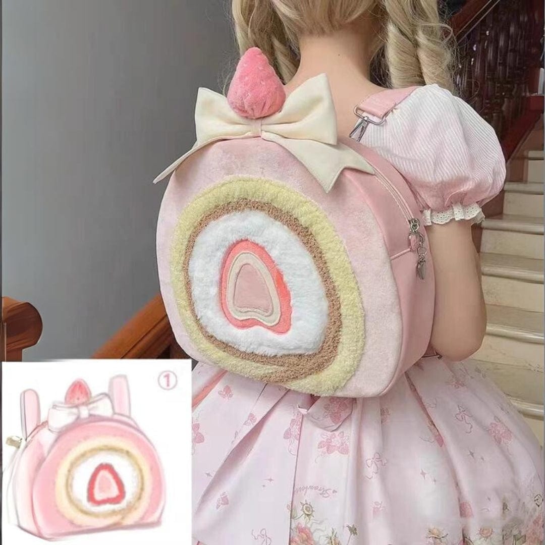 Pink Cake Bow Backpack Crossbody Bag - ArtGalleryZen