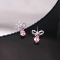 Thumbnail for Pink Crystal Bowknot Dangle Earrings - ArtGalleryZen