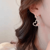 Thumbnail for Pink Crystal Dangle Heart Earrings - ArtGalleryZen
