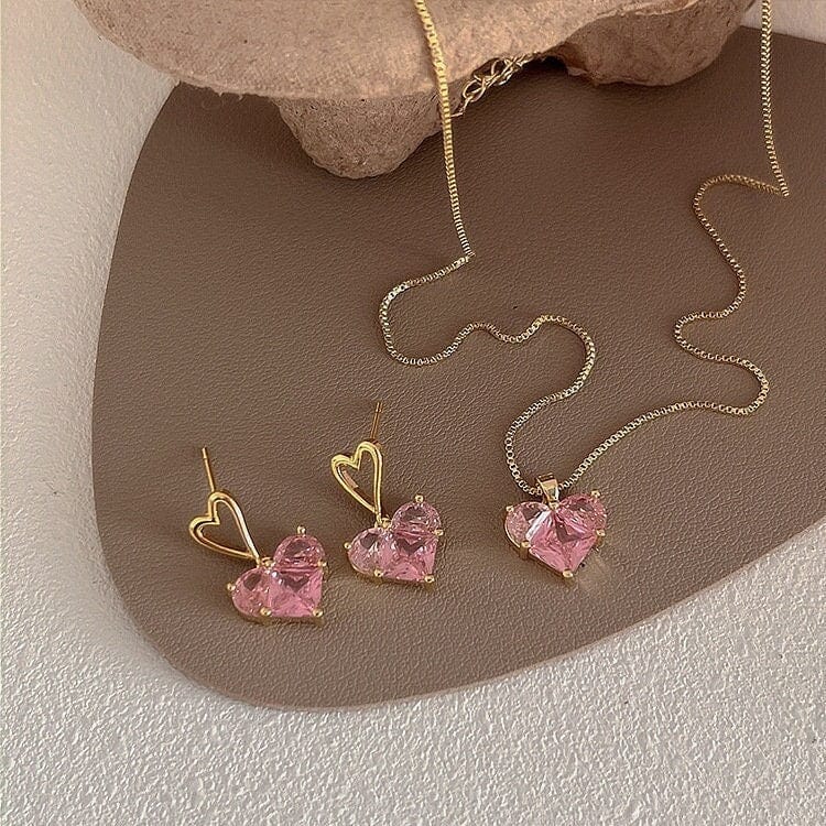 Buy Priyaasi Leaf Pink & Rose Gold Necklace and Earring Set Online At Best  Price @ Tata CLiQ