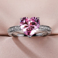 Thumbnail for Pink Crystal Heart Ring - ArtGalleryZen