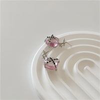 Thumbnail for Pink Crystal Star Heart Dangle Earrings - ArtGalleryZen