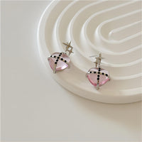 Thumbnail for Pink Crystal Star Heart Dangle Earrings - ArtGalleryZen