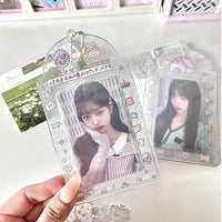 Thumbnail for Pink Heart House Transparent Glitter Kpop Keychain Photocard Holder - ArtGalleryZen