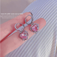 Thumbnail for Pink Heart Star Necklace Earrings Set - ArtGalleryZen