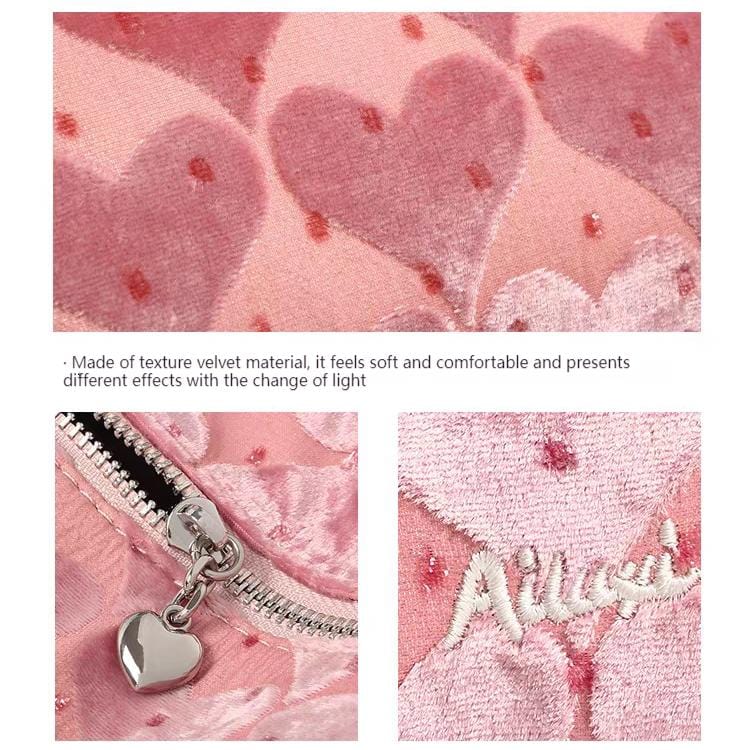 Pink Heart Velvet Tote Bag - ArtGalleryZen