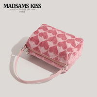 Thumbnail for Pink Heart Velvet Tote Bag - ArtGalleryZen