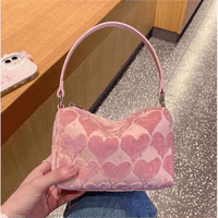 Thumbnail for Pink Heart Velvet Tote Bag - ArtGalleryZen