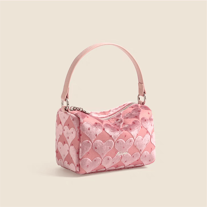 Pink Heart Velvet Tote Bag - ArtGalleryZen