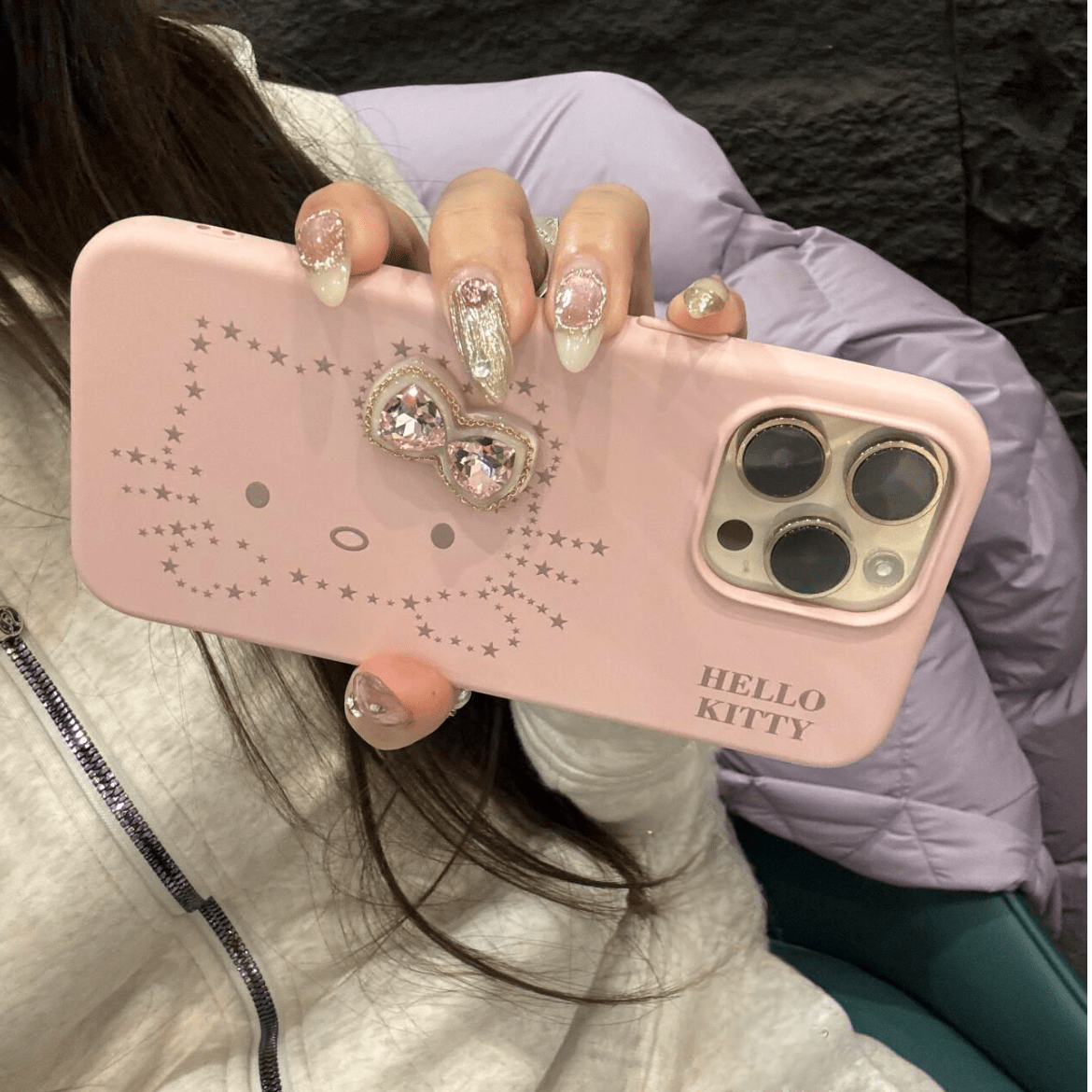 Pink Hello Kitty Rhinestone Bowknot iPhone Case With Crystal Chain - ArtGalleryZen