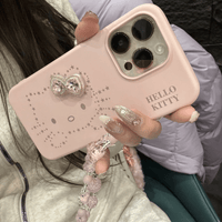 Thumbnail for Pink Hello Kitty Rhinestone Bowknot iPhone Case With Crystal Chain - ArtGalleryZen