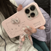 Thumbnail for Pink Hello Kitty Rhinestone Bowknot iPhone Case With Crystal Chain - ArtGalleryZen