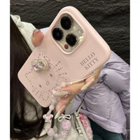 Thumbnail for Pink Hello Kitty Rhinestone Bowknot iPhone Case With Crystal Chain - ArtGalleryZen