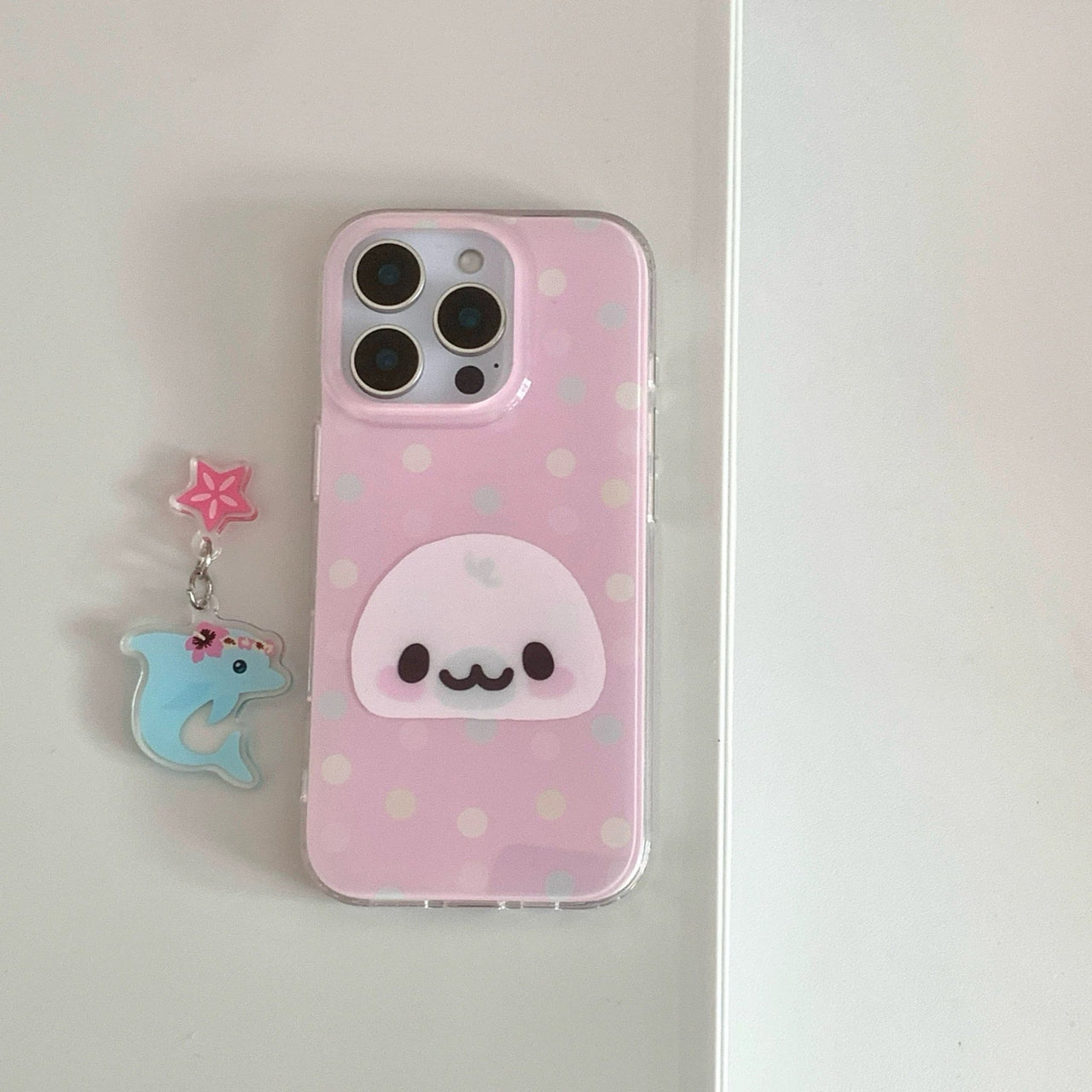 Pink Mamegoma Polka Dot iPhone Case - ArtGalleryZen