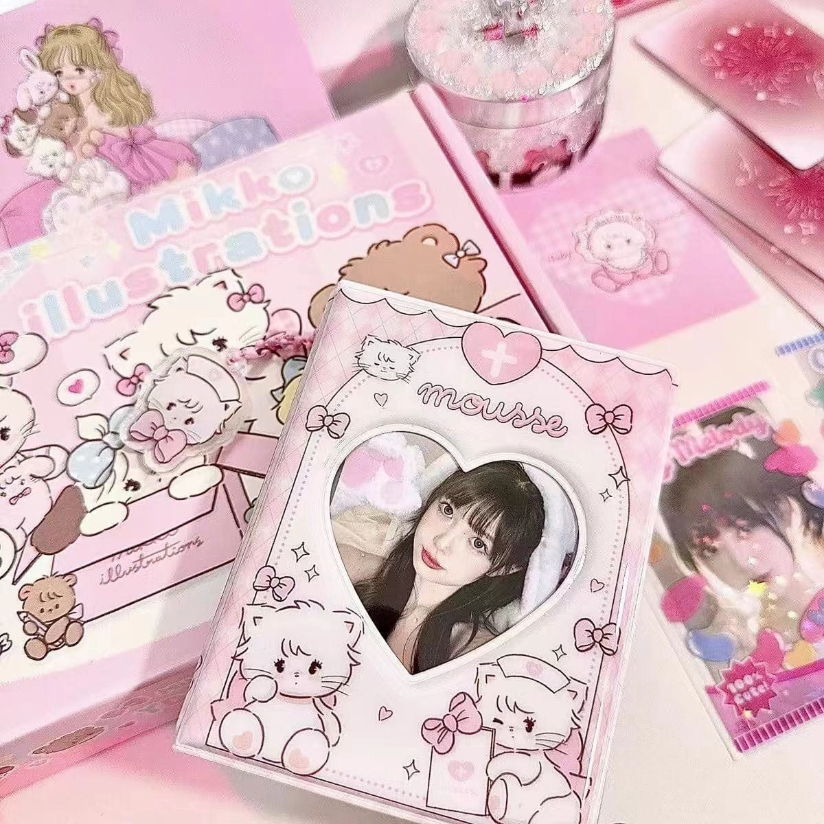 Pink Mikko Mousse Kpop 3 Inch Mini Photocard Album - ArtGalleryZen
