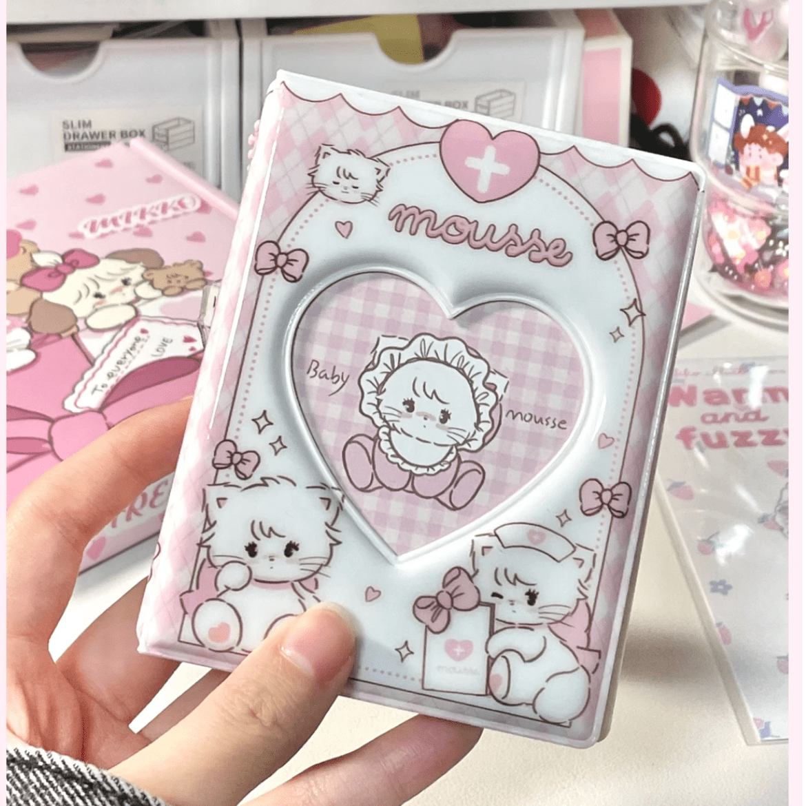 Pink Mikko Mousse Kpop 3 Inch Mini Photocard Album - ArtGalleryZen