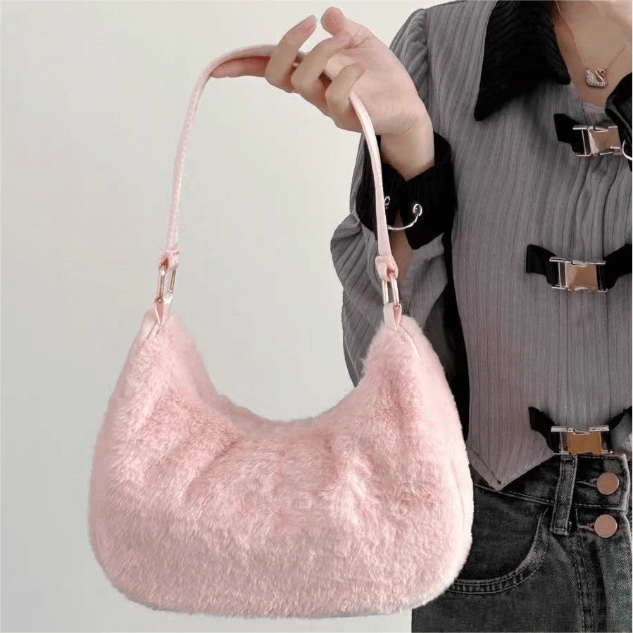 Pink Plush One Shoulder Tote Bag - ArtGalleryZen