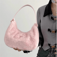 Thumbnail for Pink Plush One Shoulder Tote Bag - ArtGalleryZen