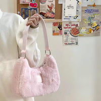 Thumbnail for Pink Plush One Shoulder Tote Bag - ArtGalleryZen