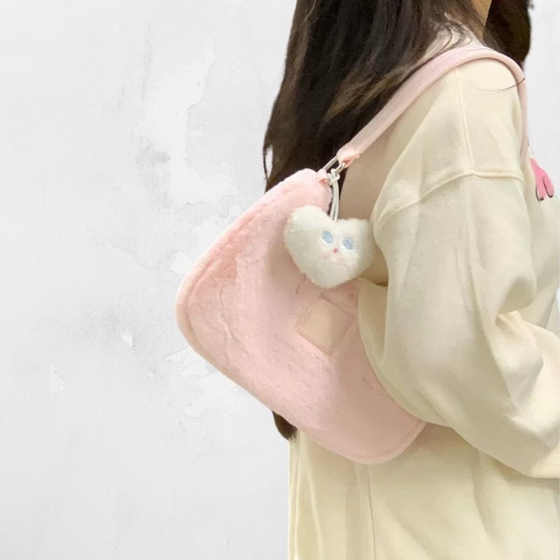 Pink Plush One Shoulder Tote Bag - ArtGalleryZen