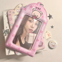 Thumbnail for Pink Stawberry Rilakkuma Kpop Keychain Photocard Holder - ArtGalleryZen