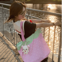 Thumbnail for Pink Strawberry Canvas Casual Shoulder Bag - ArtGalleryZen