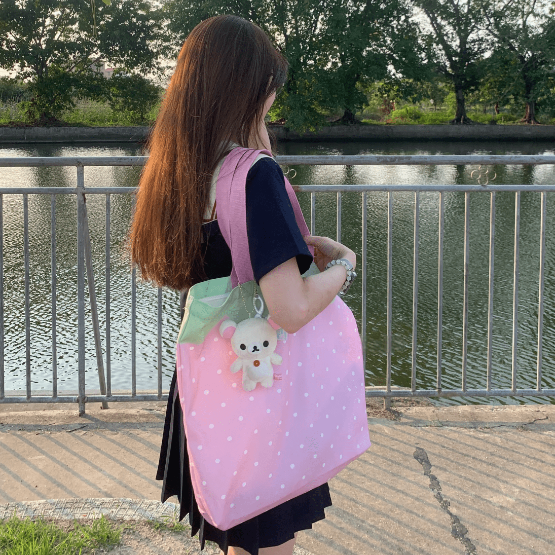 Pink Strawberry Canvas Casual Shoulder Bag - ArtGalleryZen
