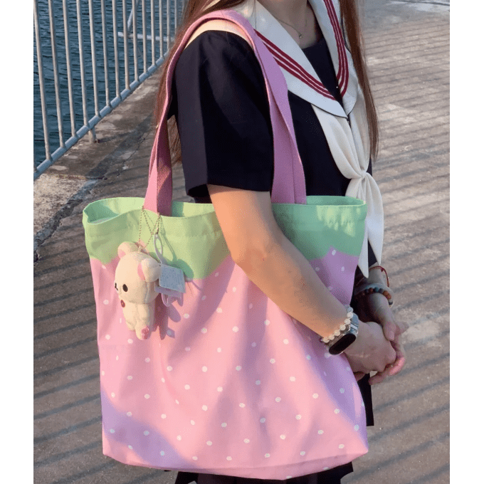 Pink Strawberry Canvas Casual Shoulder Bag - ArtGalleryZen