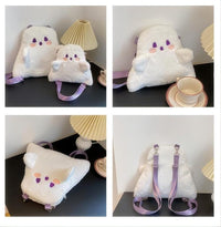 Thumbnail for Plush Ghost Backpack Crossbody Bag - ArtGalleryZen