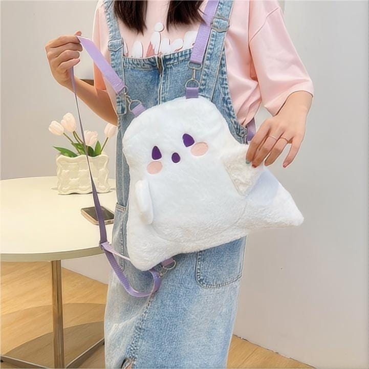Plush Ghost Backpack Crossbody Bag - ArtGalleryZen