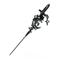 Thumbnail for Punk CZ Inlaid Moon Star Rose Hook Needle Piercing Stud Earring - ArtGalleryZen