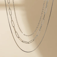 Thumbnail for Punk Layered Silver Plated Cable Chain Necklace Set - ArtGalleryZen