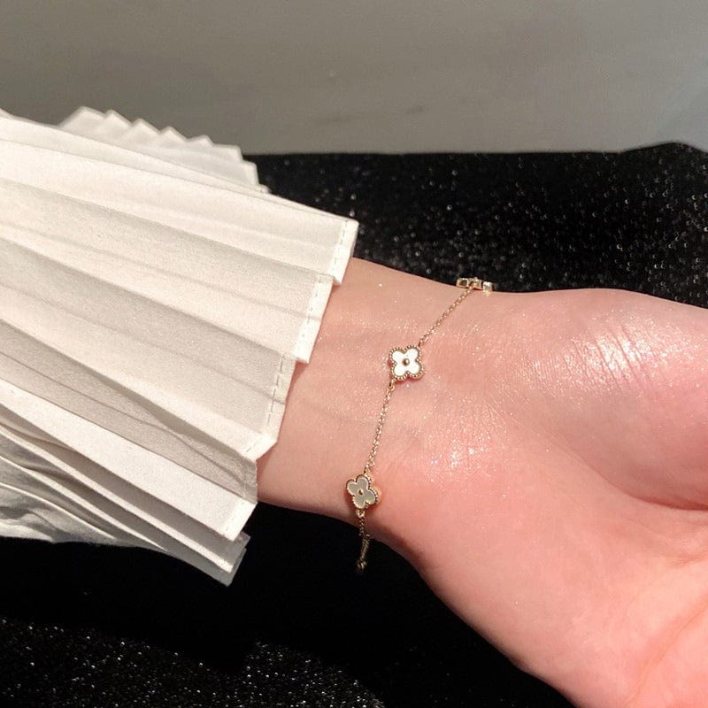 Real Gold-Plated Four-Petal Flower Bracelet - ArtGalleryZen