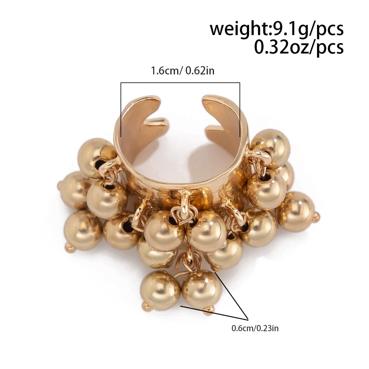 Retro Chunky Tiger Stone Turquoise Pearl Tassel Wide Open Ring - ArtGalleryZen