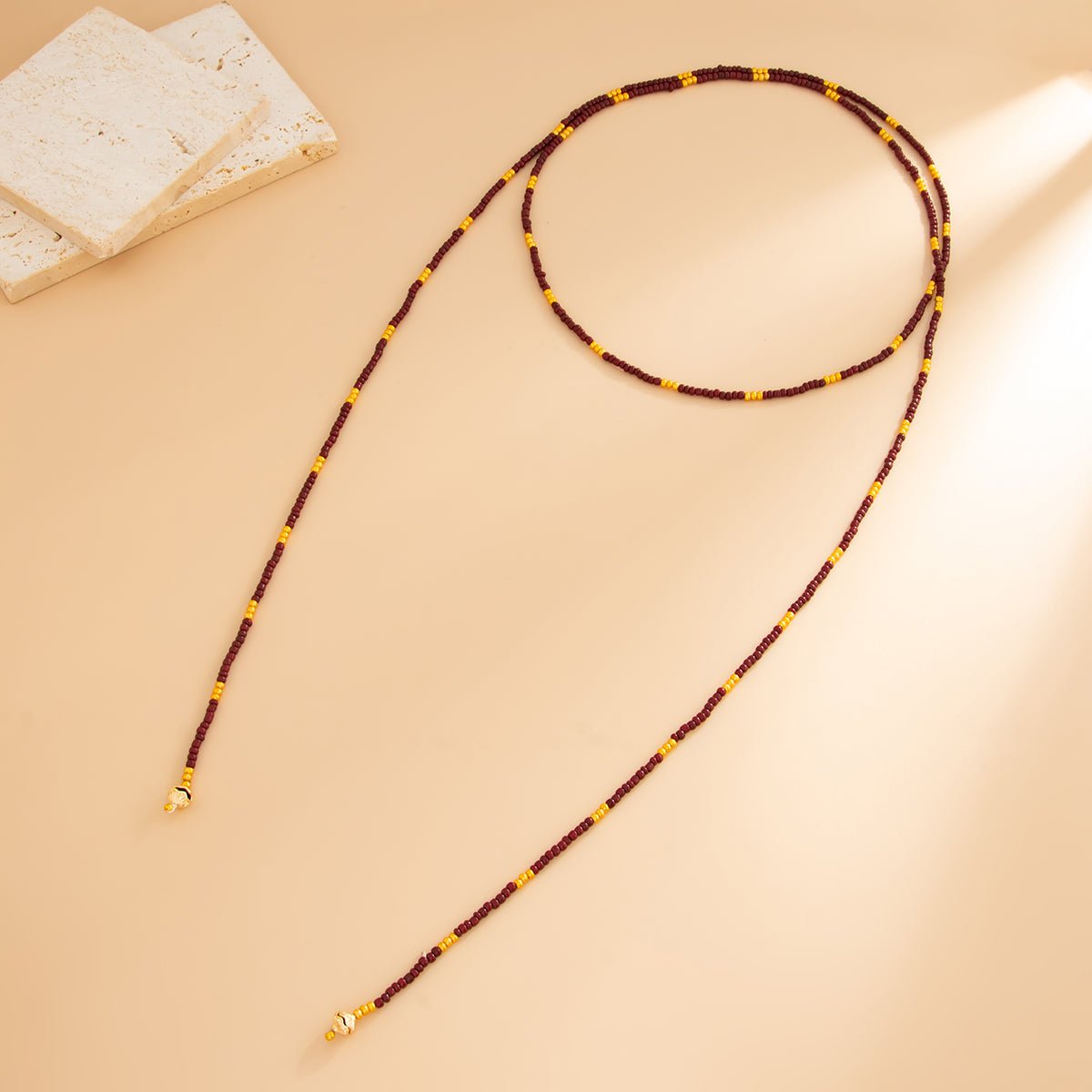 Retro Seed Beaded Long Chain Necklace - ArtGalleryZen