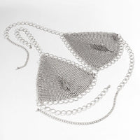 Thumbnail for Crystal Body Chain Bra with Rhinestone Inlay ? 18k Gold Silver Plated - ArtGalleryZen